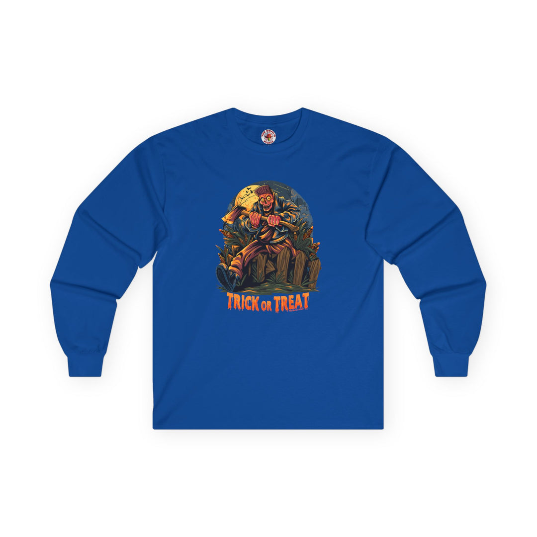 Axe Wielding Zombie Trick or Treat Long Sleeve Tee