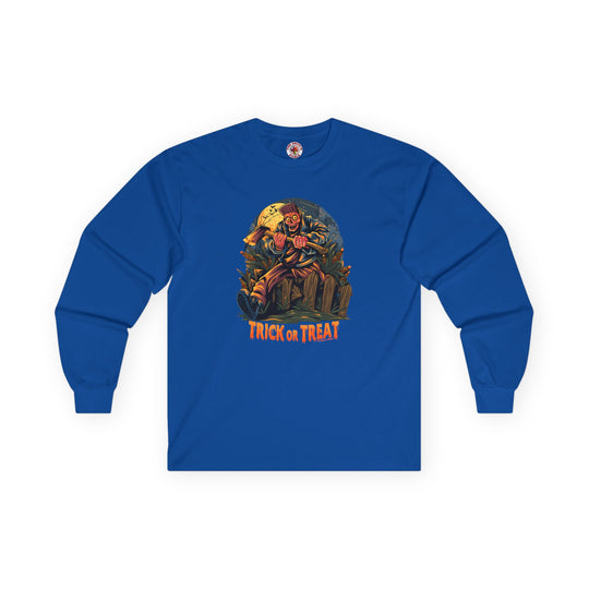 Axe Wielding Zombie Trick or Treat Long Sleeve Tee