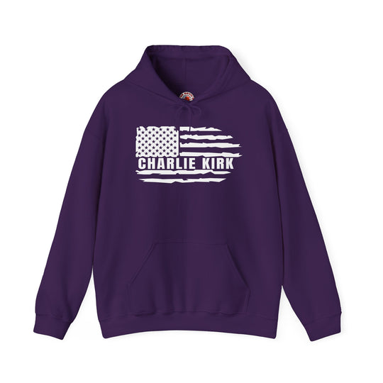 Charlie Kirk Flag Hooded Sweatshirt