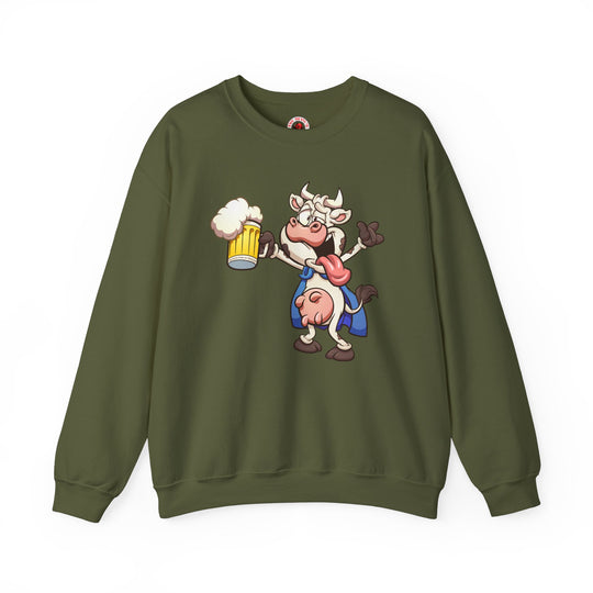 Beer Drinking Cow Crewneck Sweatshirt