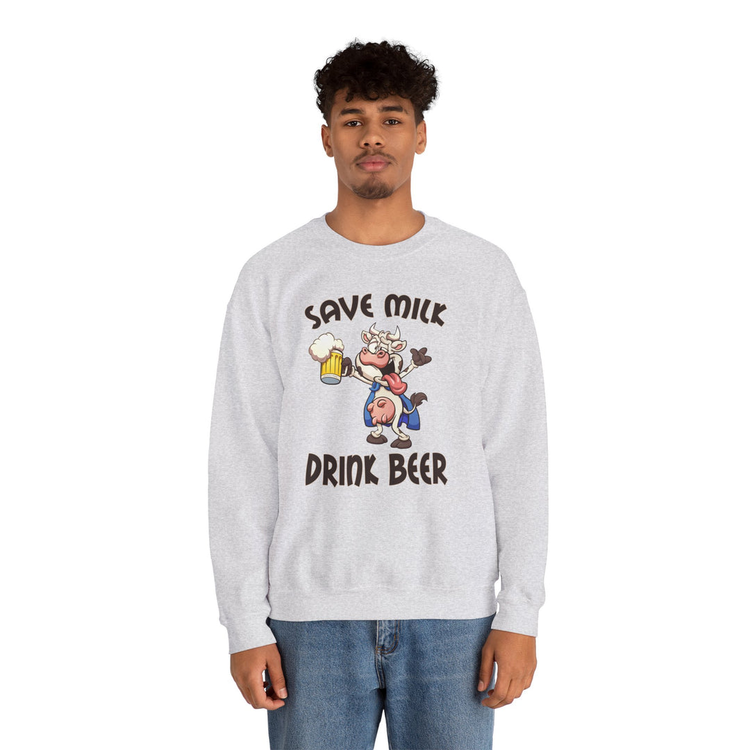 Save Milk Drink Beer Crewneck Sweatshirt