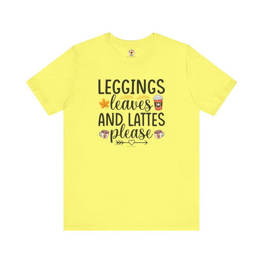 Leggings Leaves and Lattes Please T-Shirt