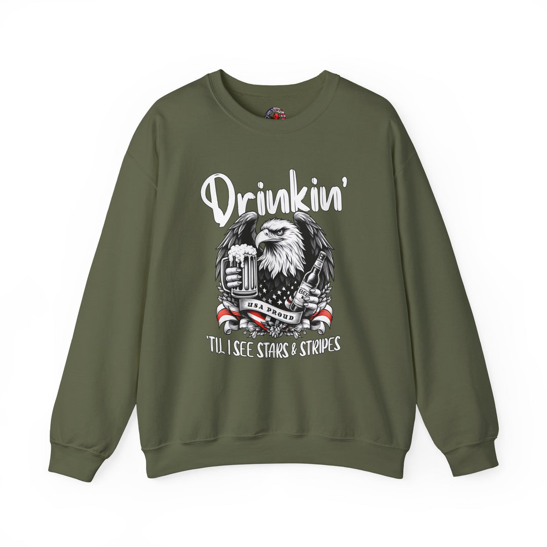 Drinkin' Til I See Stars & Stripes Crewneck Sweatshirt