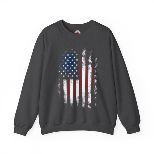 Distressed American Flag Crewneck Sweatshirt