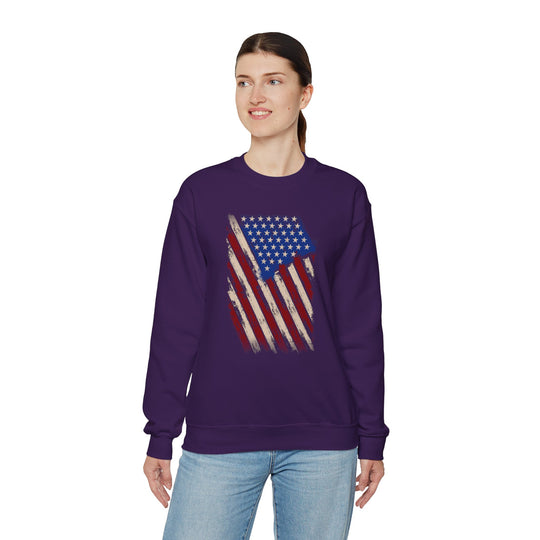 Distressed American Flag Crewneck Sweatshirt