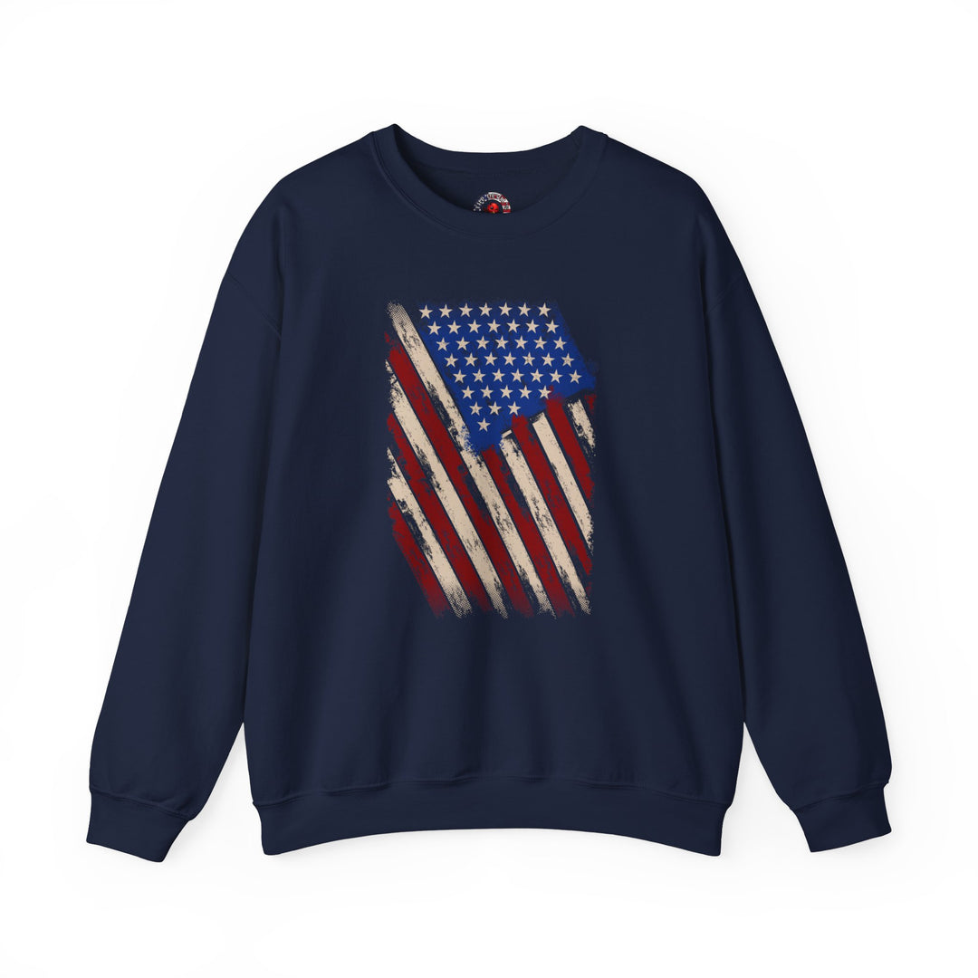 Distressed American Flag Crewneck Sweatshirt