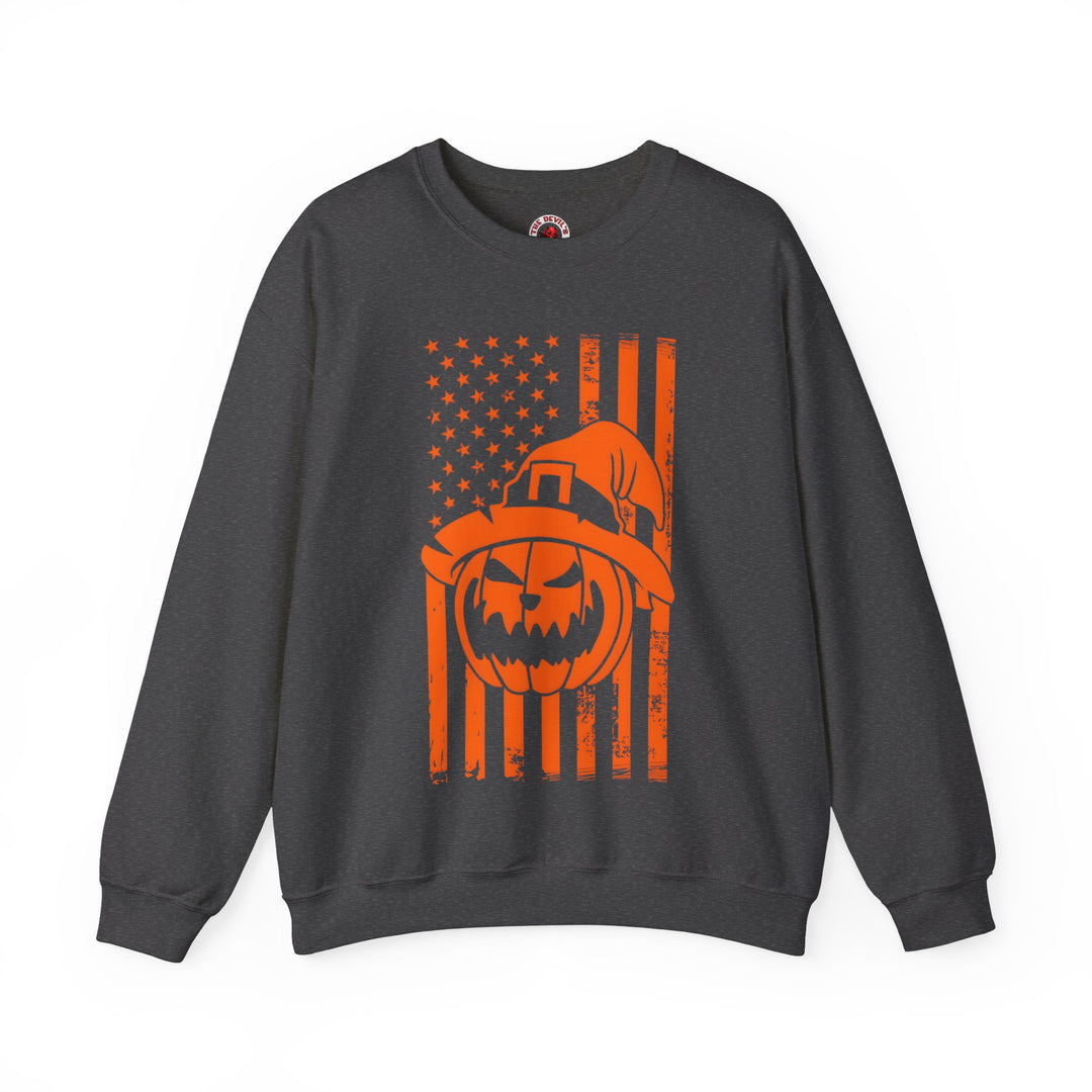 Pumpkin American Flag Crewneck Sweatshirt