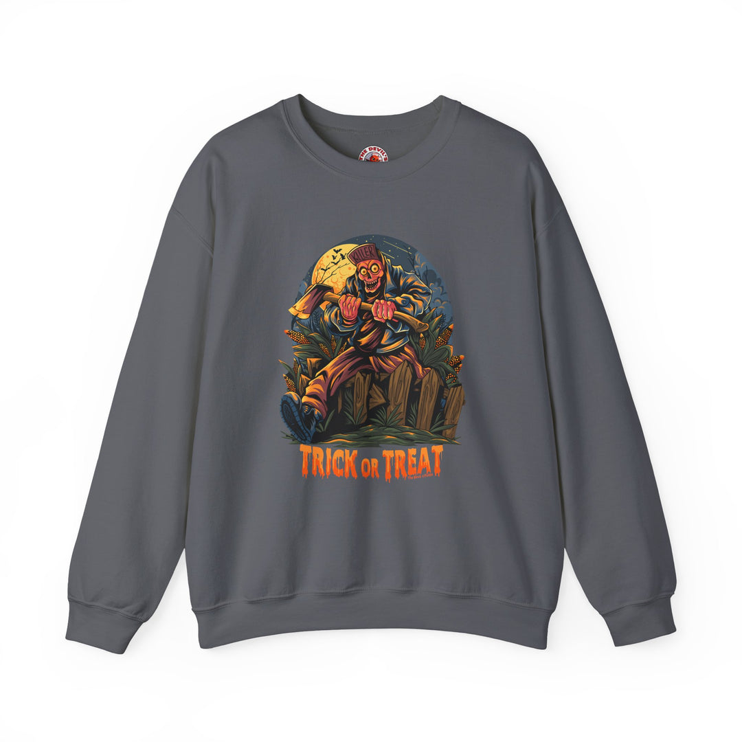 Axe Wielding Zombie Trick or Treat Crewneck Sweatshirt