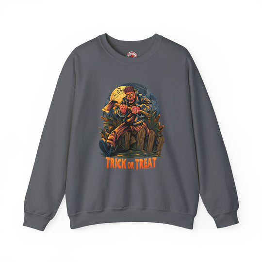 Axe Wielding Zombie Trick or Treat Crewneck Sweatshirt