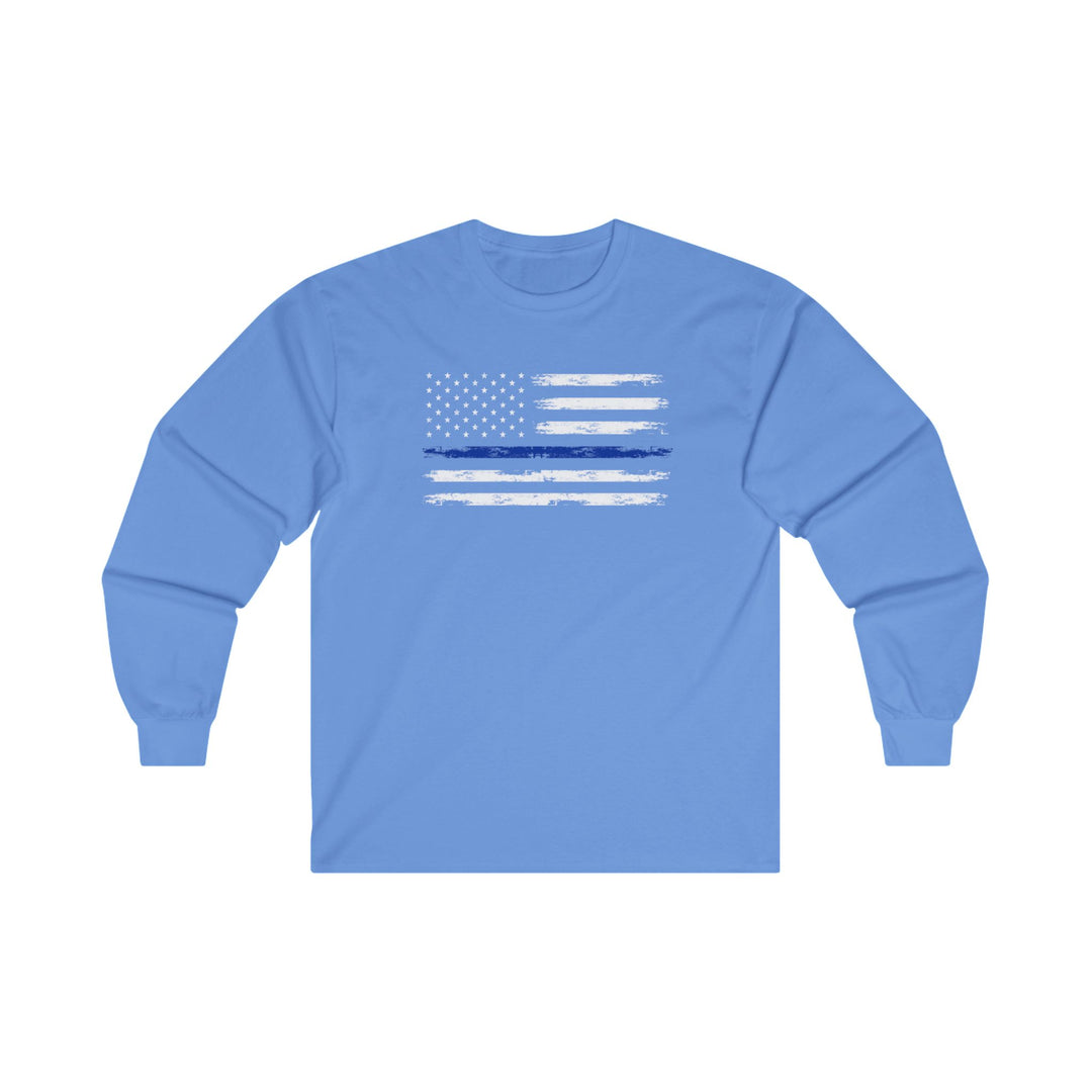 Thin Blue Line American Flag Long Sleeve Tee