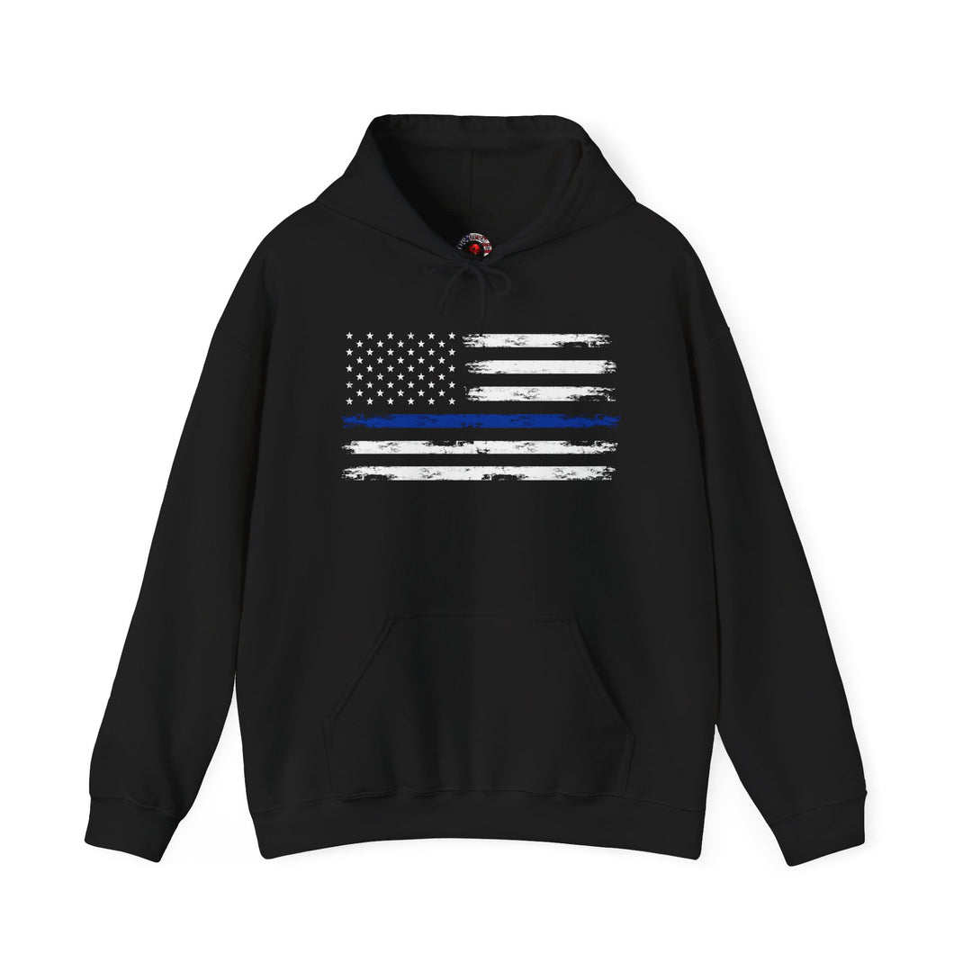 Thin Blue Line American Flag Hooded Sweatshirt