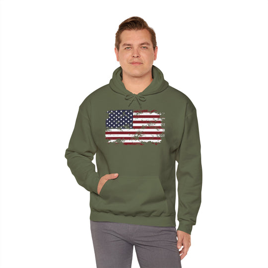 Vintage Style American Flag Hooded Sweatshirt