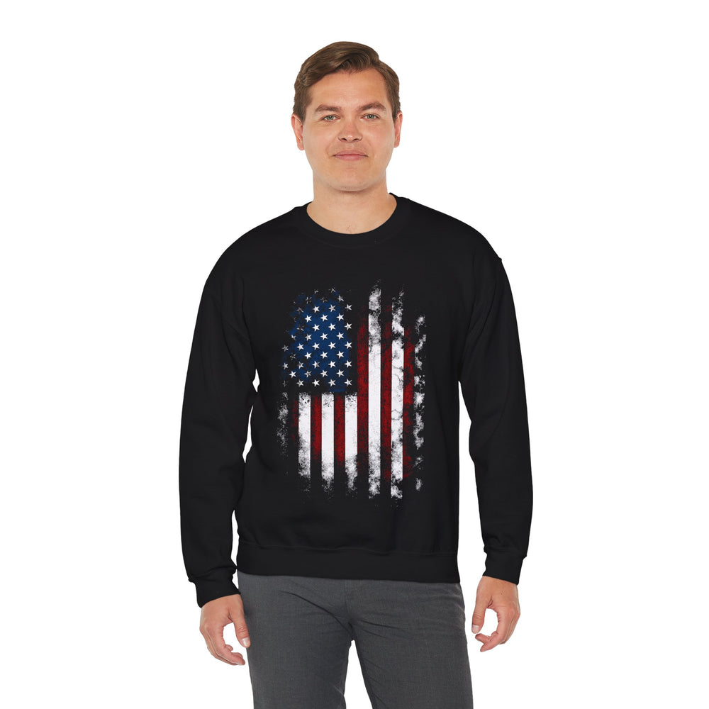 Distressed American Flag Crewneck Sweatshirt