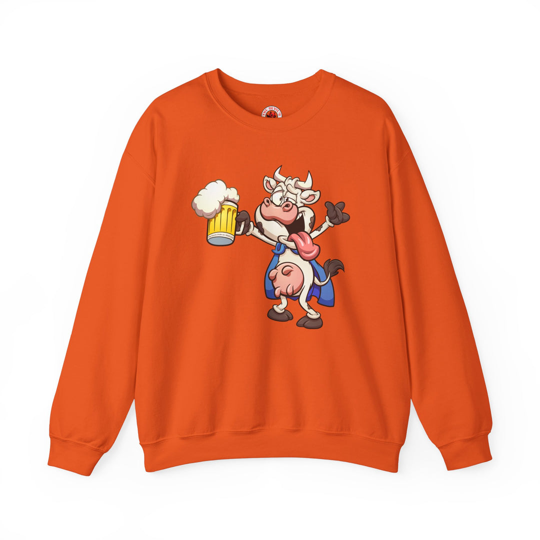 Beer Drinking Cow Crewneck Sweatshirt