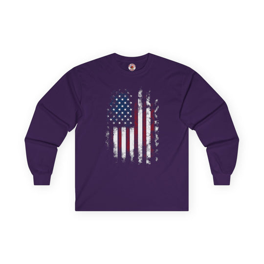 Distressed American Flag Long Sleeve Tee