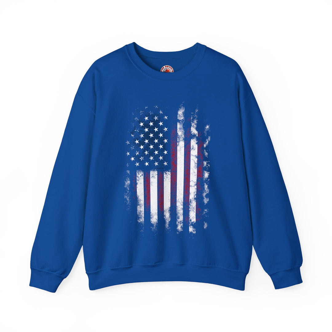 Distressed American Flag Crewneck Sweatshirt