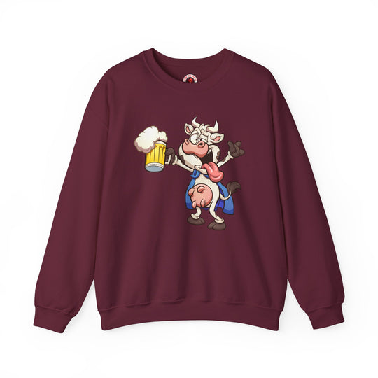 Beer Drinking Cow Crewneck Sweatshirt