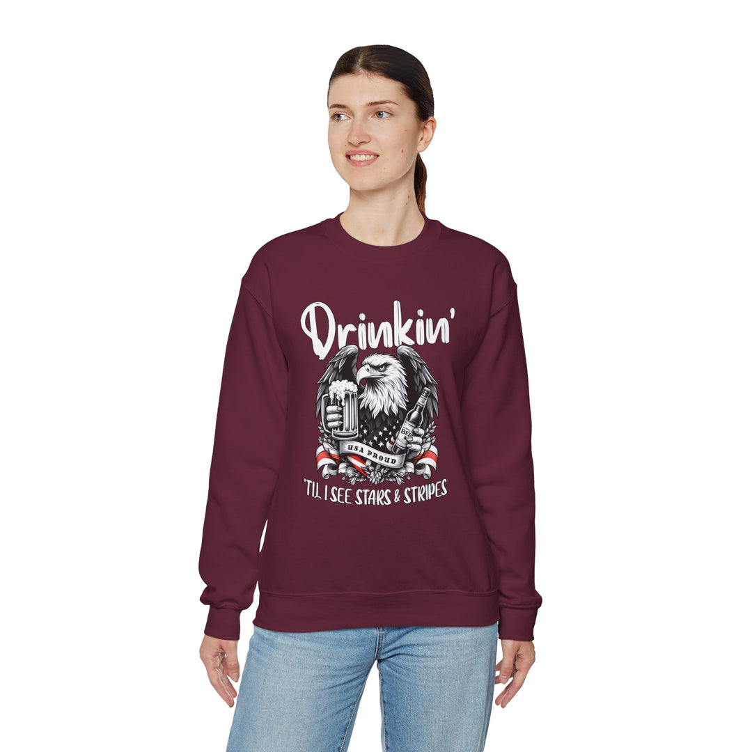 Drinkin' Til I See Stars & Stripes Crewneck Sweatshirt