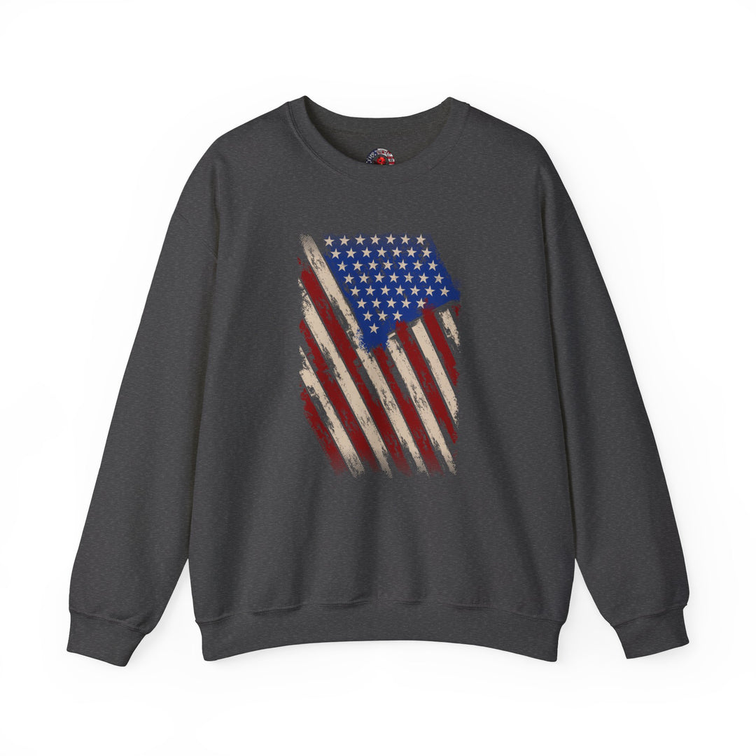 Distressed American Flag Crewneck Sweatshirt