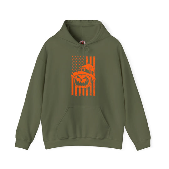 Pumpkin American Flag Hooded Sweatshirt