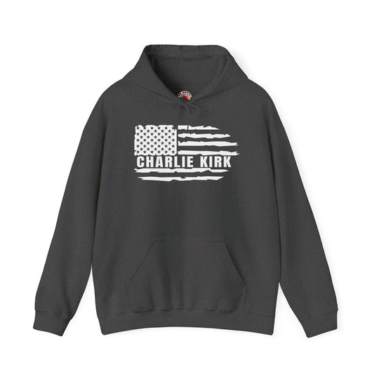 Charlie Kirk Flag Hooded Sweatshirt