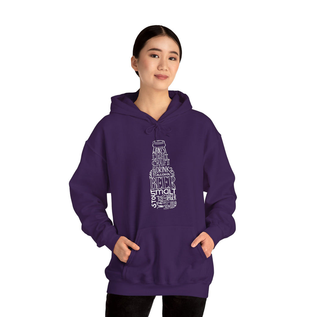 Beer Bottle of Words Hooded Sweatshirt