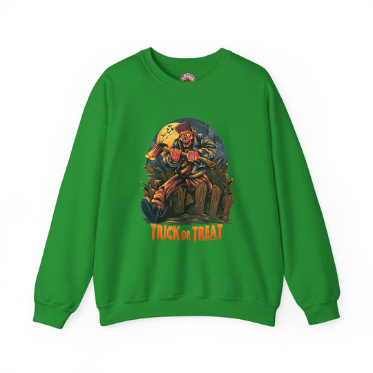 Axe Wielding Zombie Trick or Treat Crewneck Sweatshirt