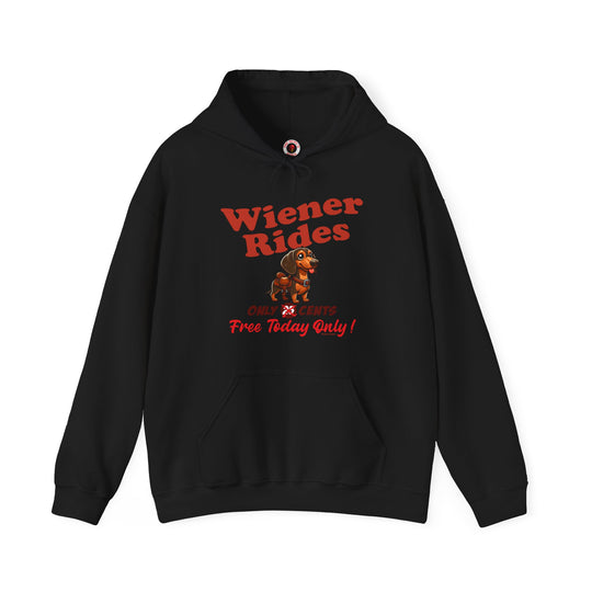 Free Wiener Rides Hooded Sweatshirt