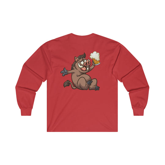 Beer Drinking Boar Long Sleeve Tee