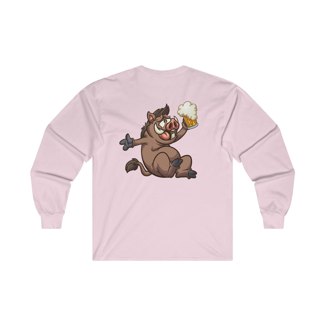 Beer Drinking Boar Long Sleeve Tee