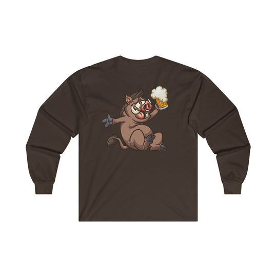 Beer Drinking Boar Long Sleeve Tee