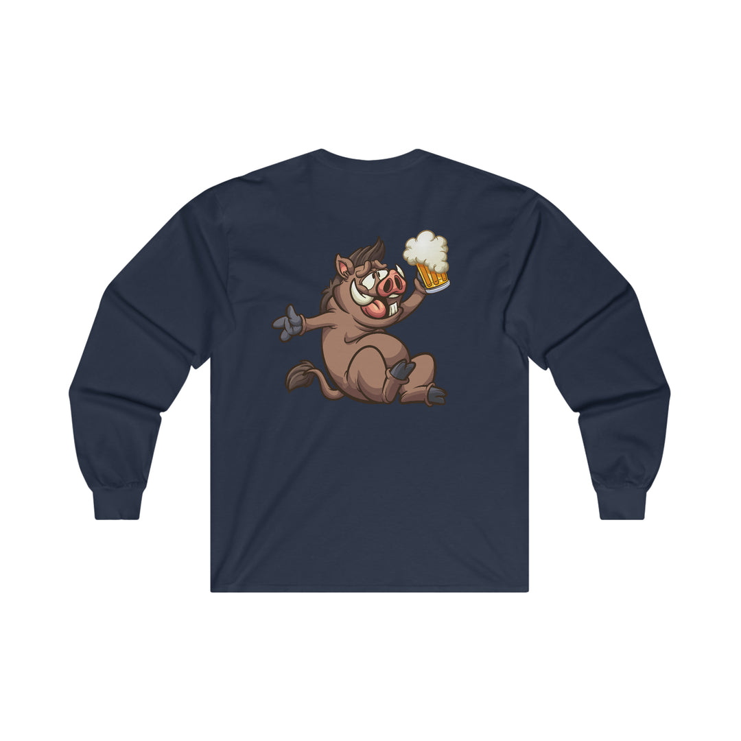 Beer Drinking Boar Long Sleeve Tee