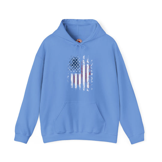 Distressed American Flag Hooded Sweatshirt