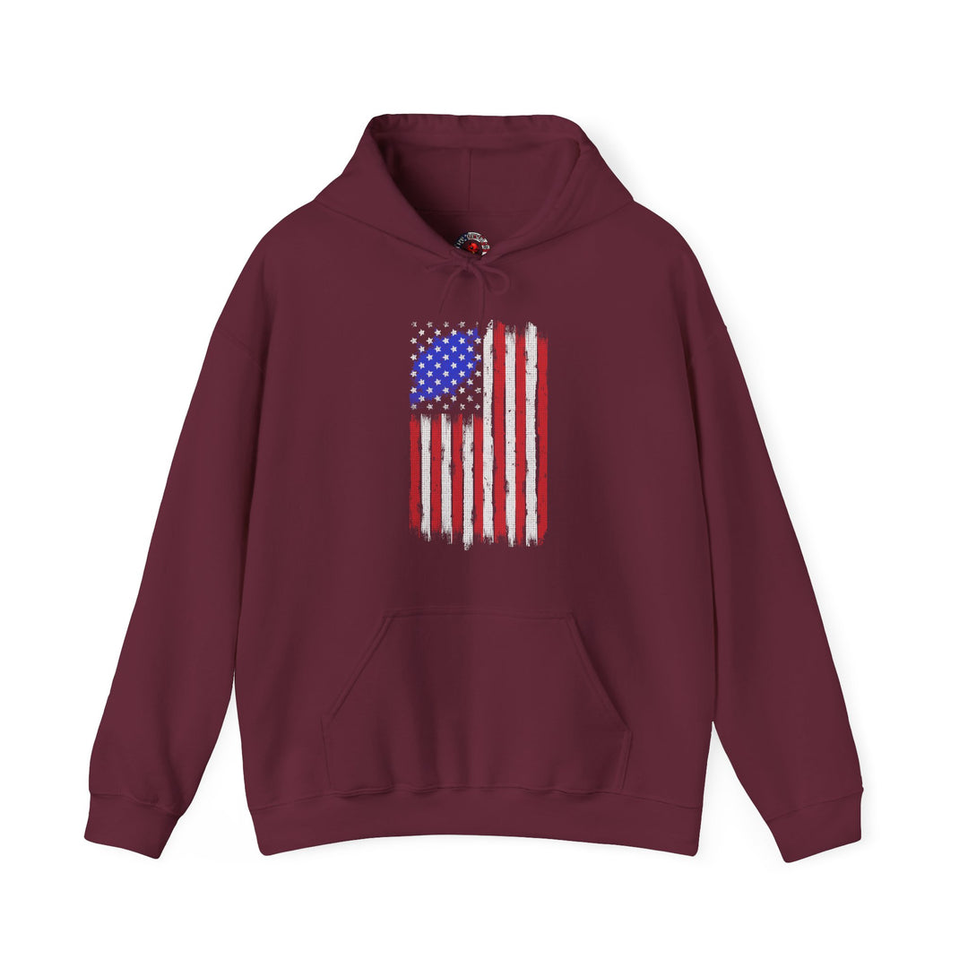 Tattered American Flag Hooded Sweatshirt