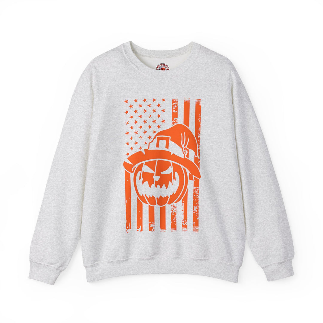 Pumpkin American Flag Crewneck Sweatshirt