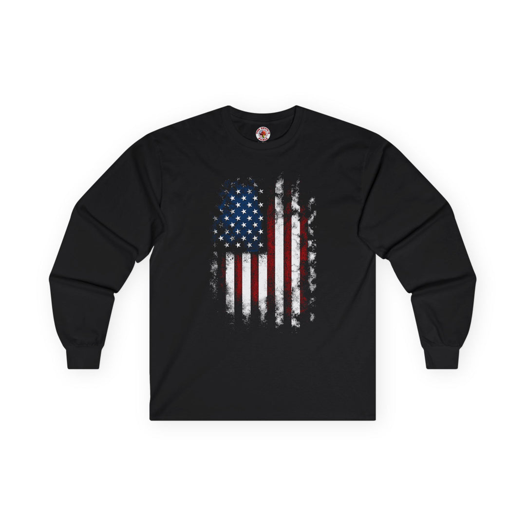 Distressed American Flag Long Sleeve Tee