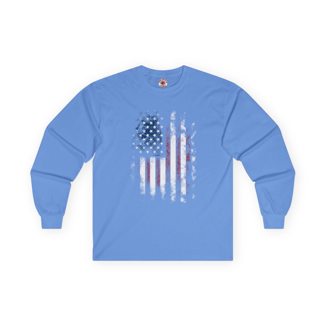 Distressed American Flag Long Sleeve Tee