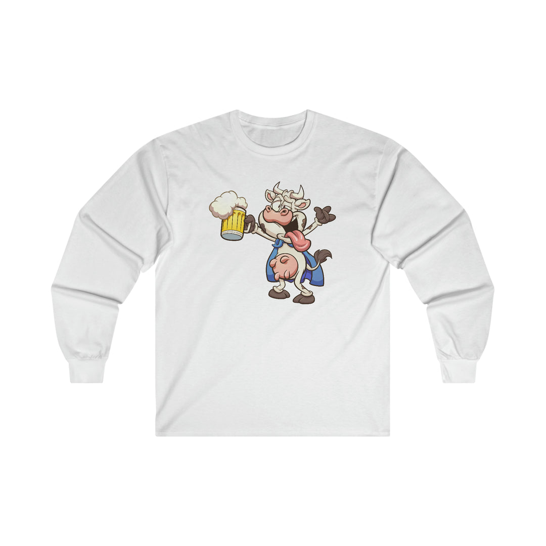 Beer Drinking Cow Long Sleeve Tee