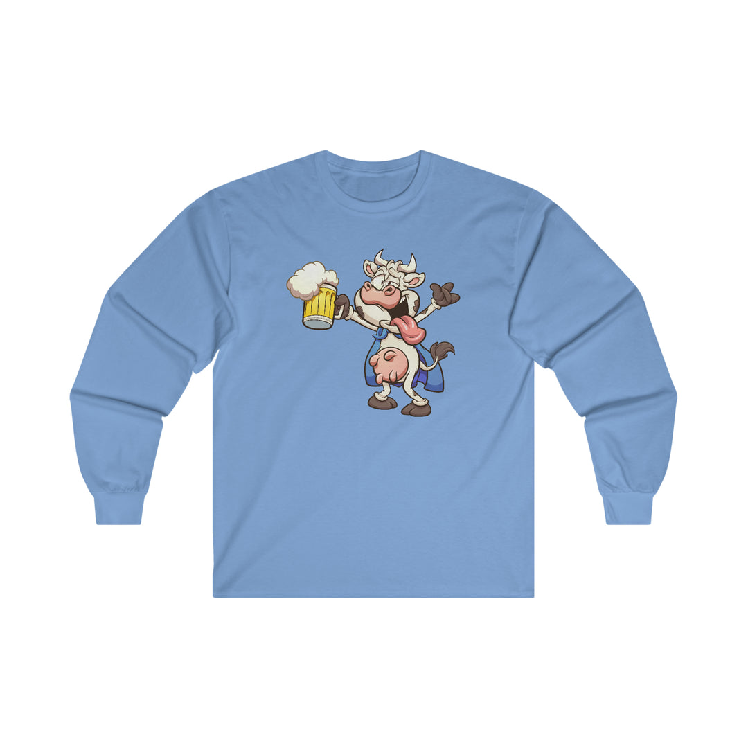 Beer Drinking Cow Long Sleeve Tee