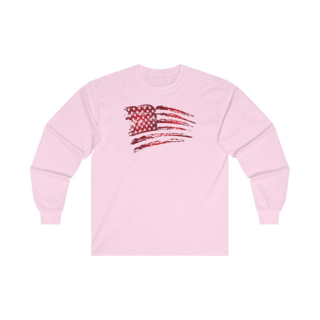 Red American Flag Long Sleeve Tee