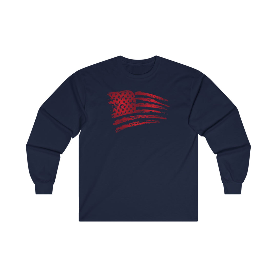 Red American Flag Long Sleeve Tee