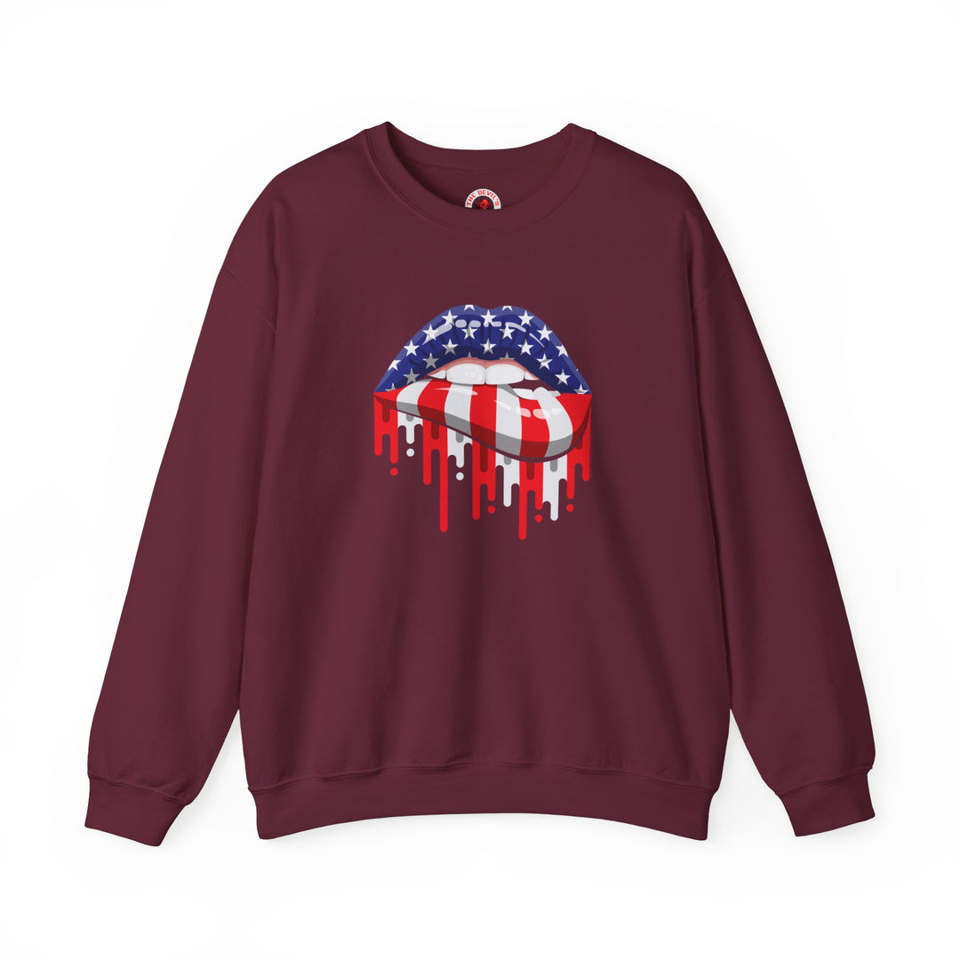 American Flag Lips Crewneck Sweatshirt