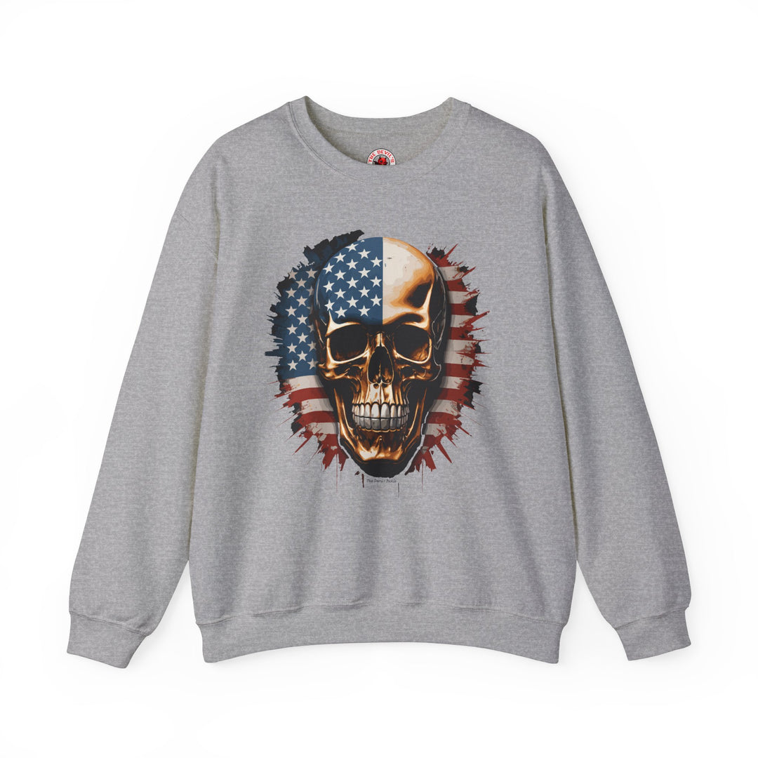 American Flag Skull Crewneck Sweatshirt