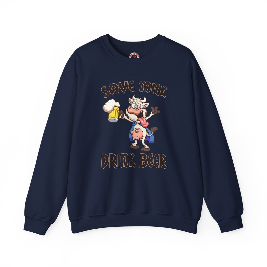 Save Milk Drink Beer Crewneck Sweatshirt