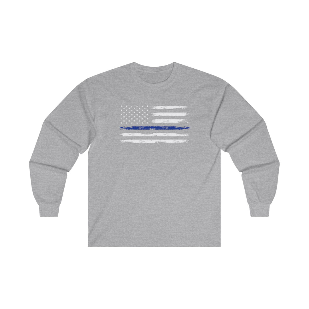 Thin Blue Line American Flag Long Sleeve Tee