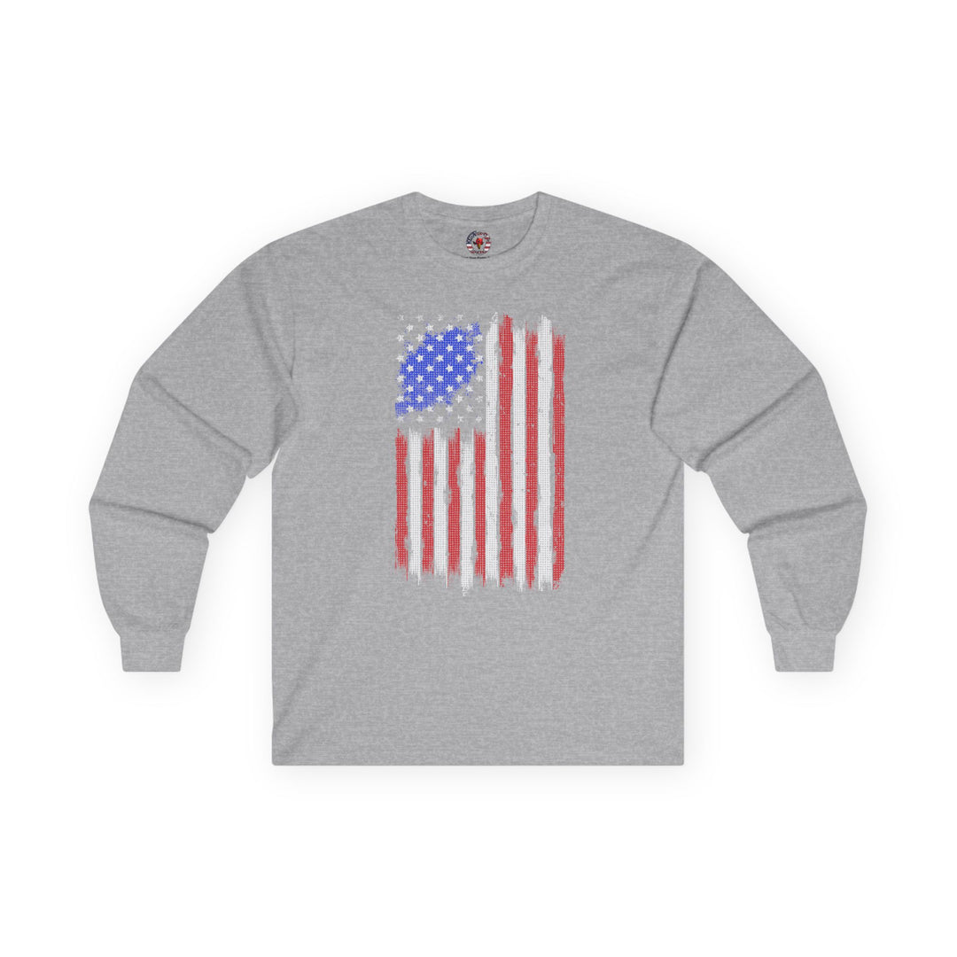 Tattered American Flag  Long Sleeve Tee