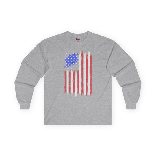 Tattered American Flag  Long Sleeve Tee