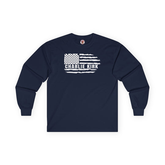 Charlie Kirk Flag Long Sleeve Tee