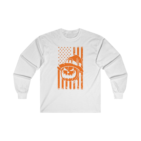 Pumpkin American Flag Long Sleeve Tee