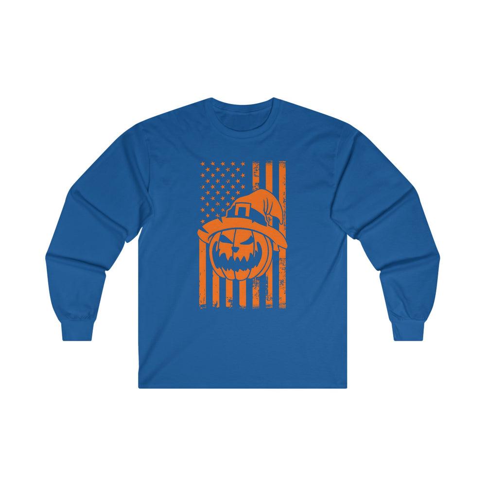 Pumpkin American Flag Long Sleeve Tee